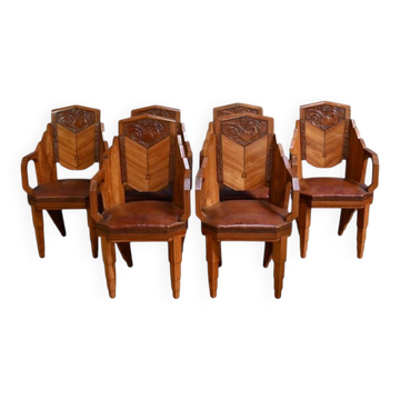 Suite de 6 Fauteuils en Bois de Rose, Art Déco – 1910