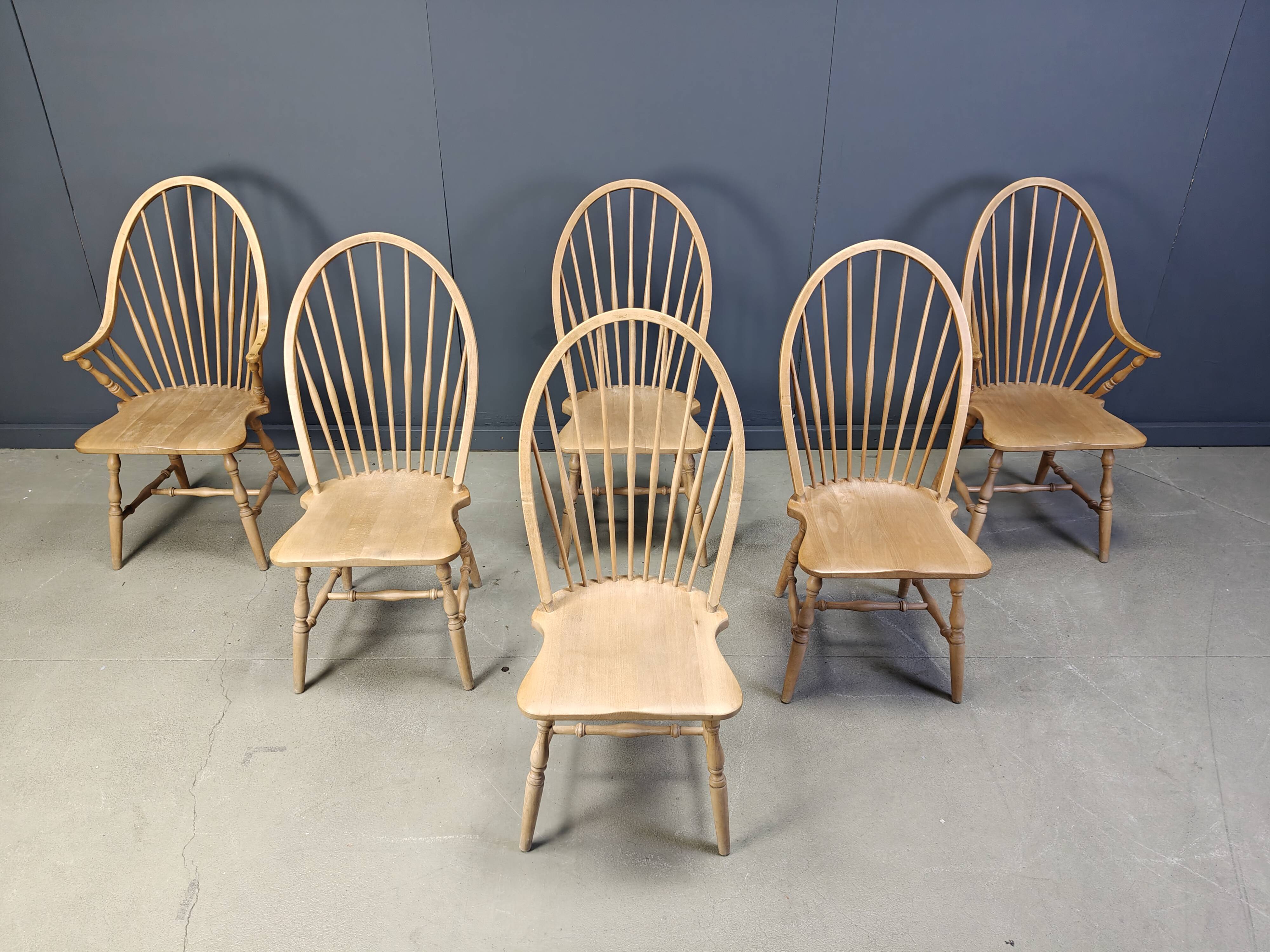 Vintage Windsor Style Dining Chairs, 1960s - Set of 6