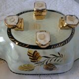 Soupière légumier avec plat anciens porcelaine barbotine H.Becquet quarqueron
