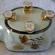 Vegetable soup tureen with old barbotine porcelain dish H.Becquet quarqueron