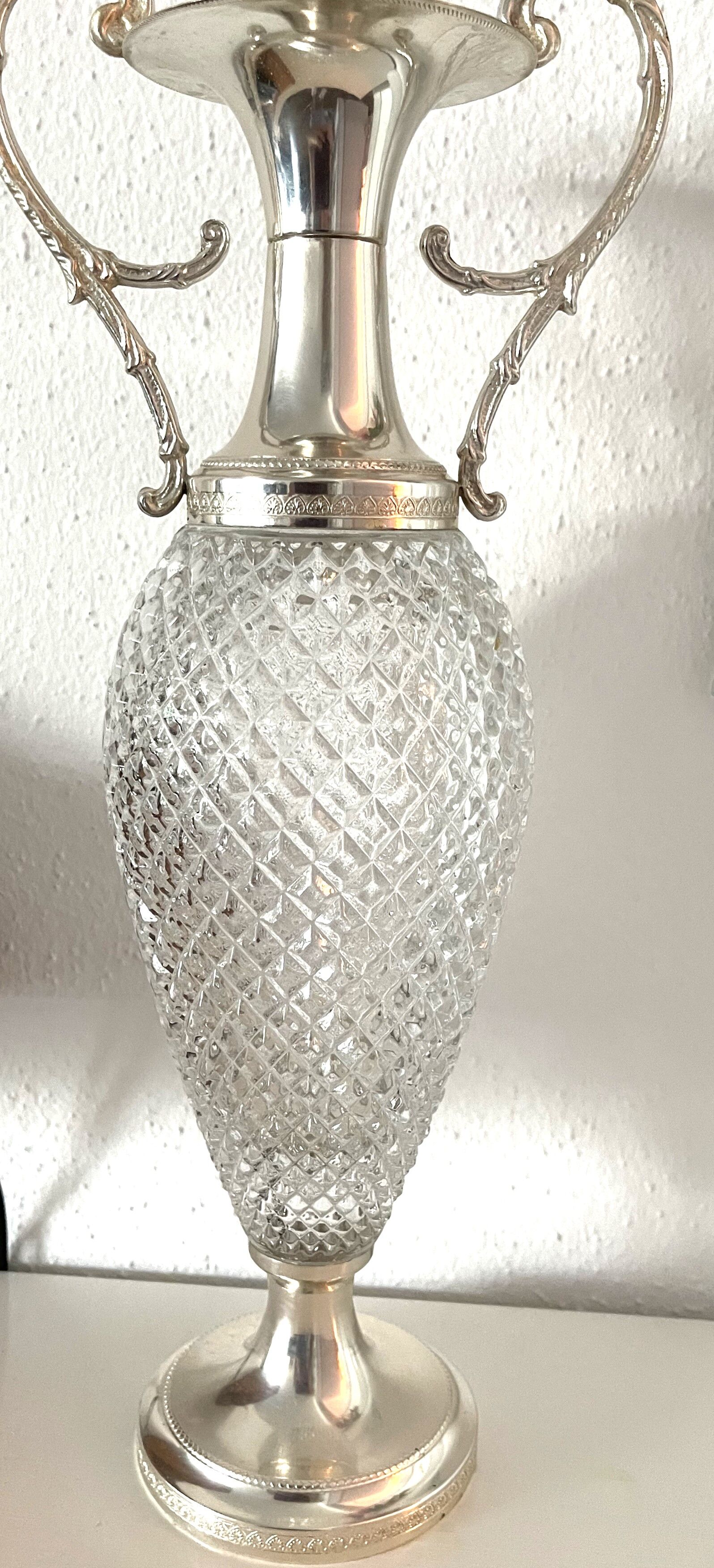 Vase glass and silver metal, Italy 1960