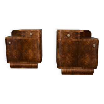 1935s Pair of Art Deco Bedside Tables, Czechoslovakia