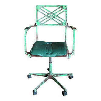 Chaise de bureau en métal et cuir
