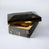 Tessellated faux tortoiseshell & brass jewellery box, Italy, 1970s