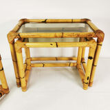 Set of 3 bamboo tables - modular, Germany, 1970s