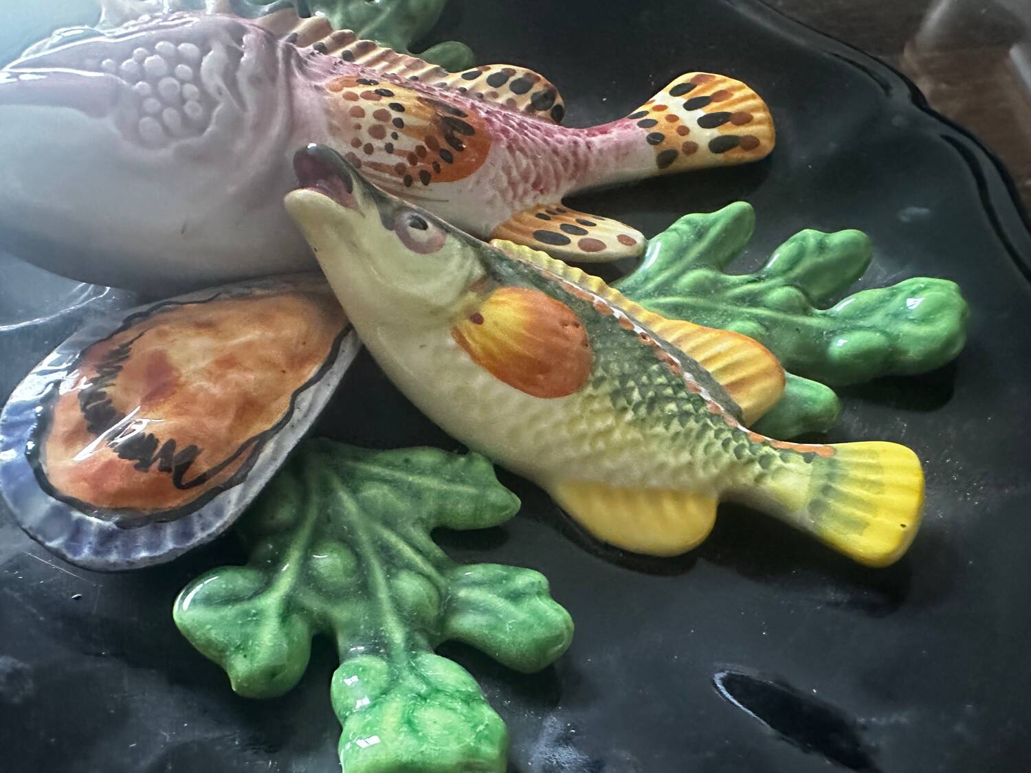 trompe l'oeil plate - Vallauris Majolica - Fish/Seafood -