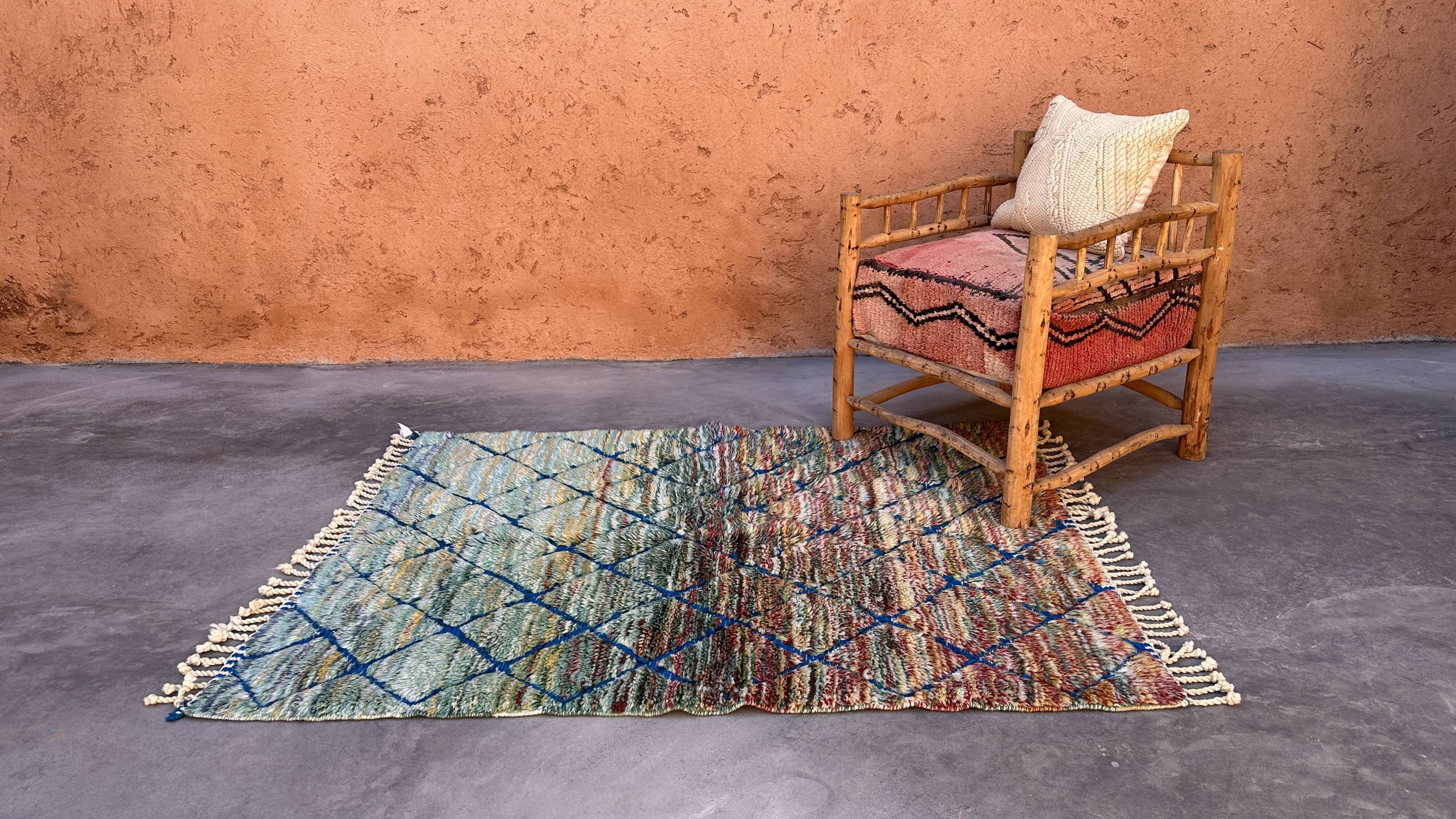 Moroccan rug Beni M'Rirt blue - 128 x 174 cm