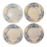 Set of 4 old flat pheasant plates from Luneville