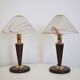 Mushroom table lamps in Murano glass and wooden base, 1970