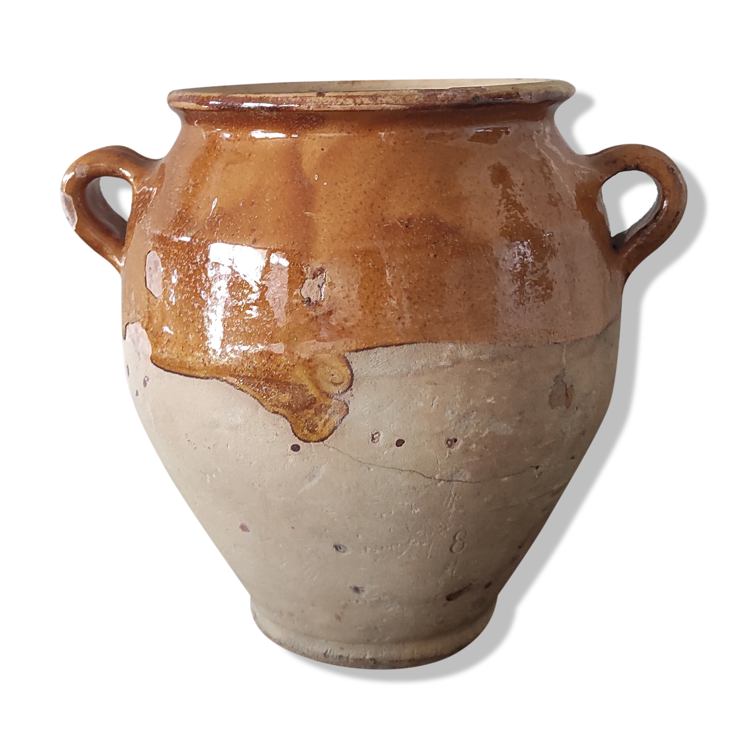 Yellow stoneware confit pot