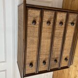 Rattan chest of drawers, Maugrion 1960