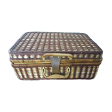 Picnic suitcase, braided wicker, 2 handles, leather closure