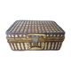 Picnic suitcase, braided wicker, 2 handles, leather closure