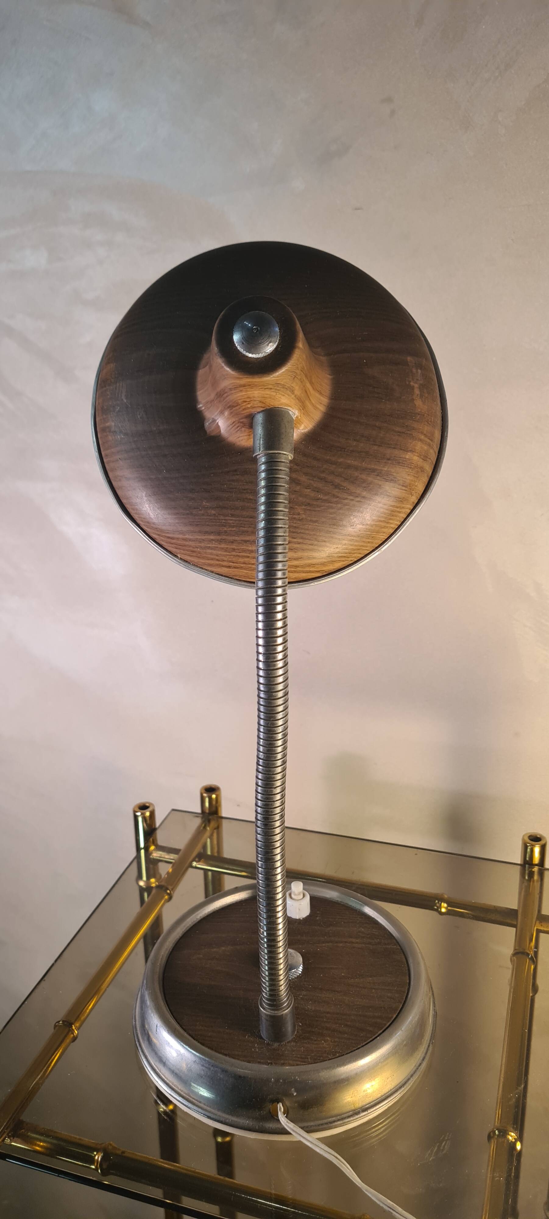 small desk lamp 1950 a 60 aluminum faux wood original electricity works well, rep breed