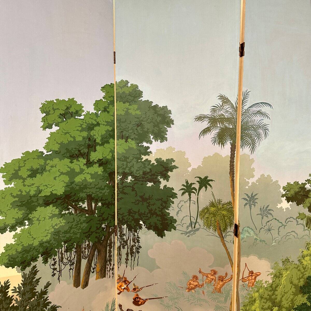 20th Century Four Panel Wallpaper Screen from Zuber, 1940s