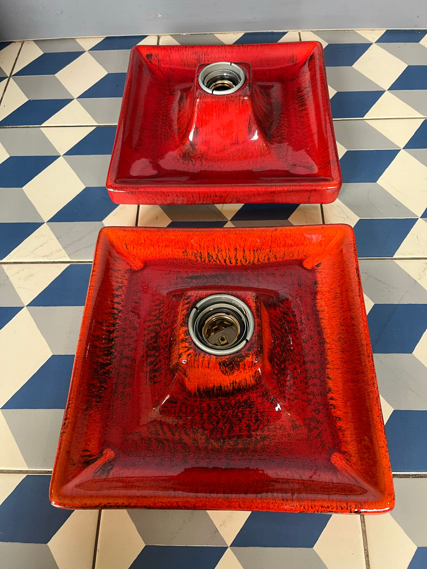 Pair of Hustadt Leuchten ceramic wall lights