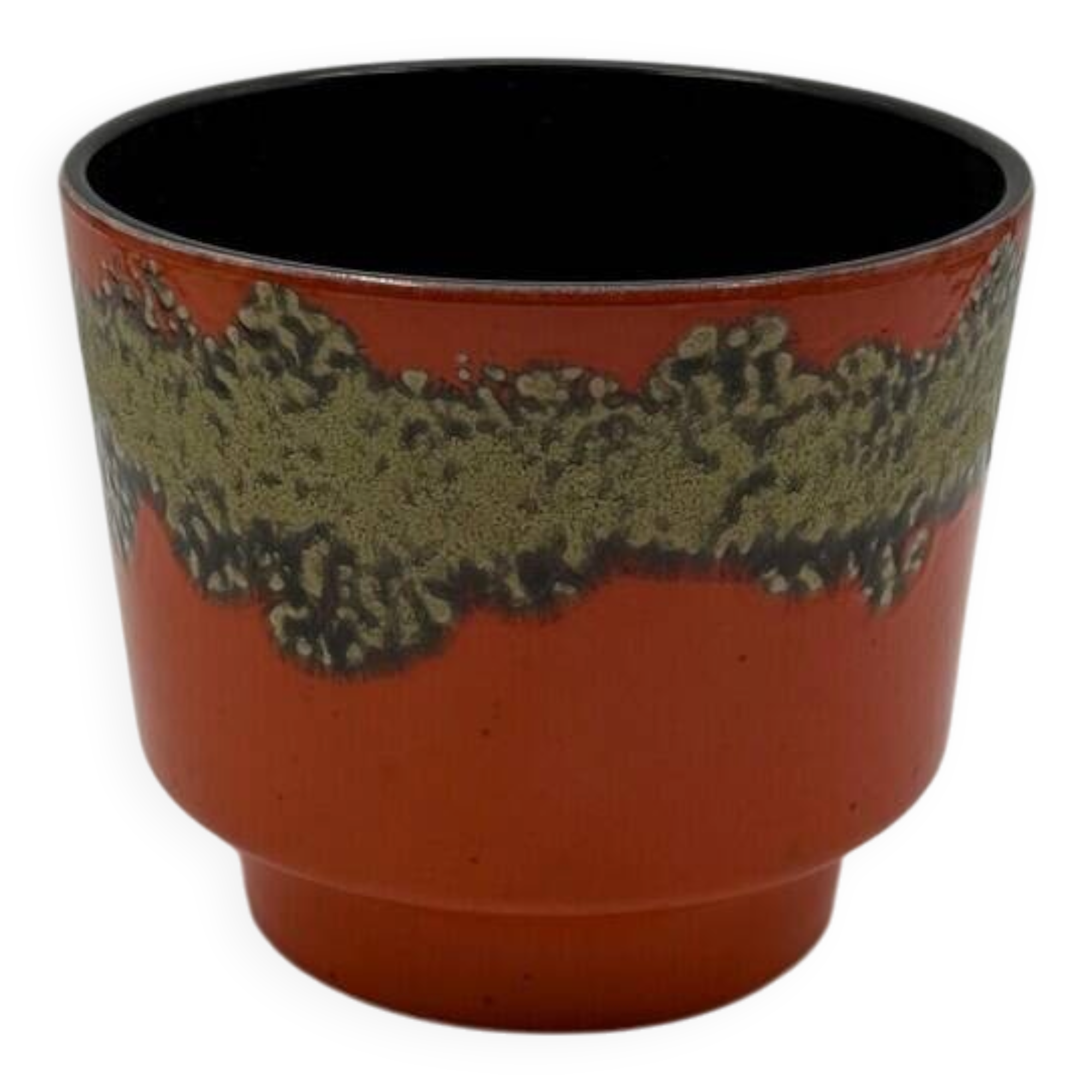 Vase Années 70 Lava Glaze Orange Brûlé