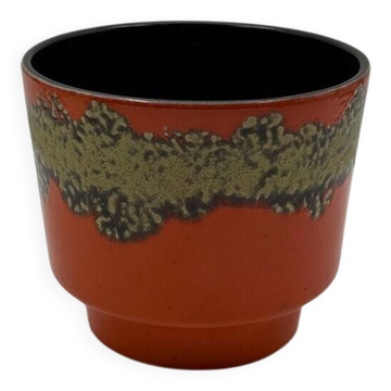 Vase Années 70 Lava Glaze Orange Brûlé