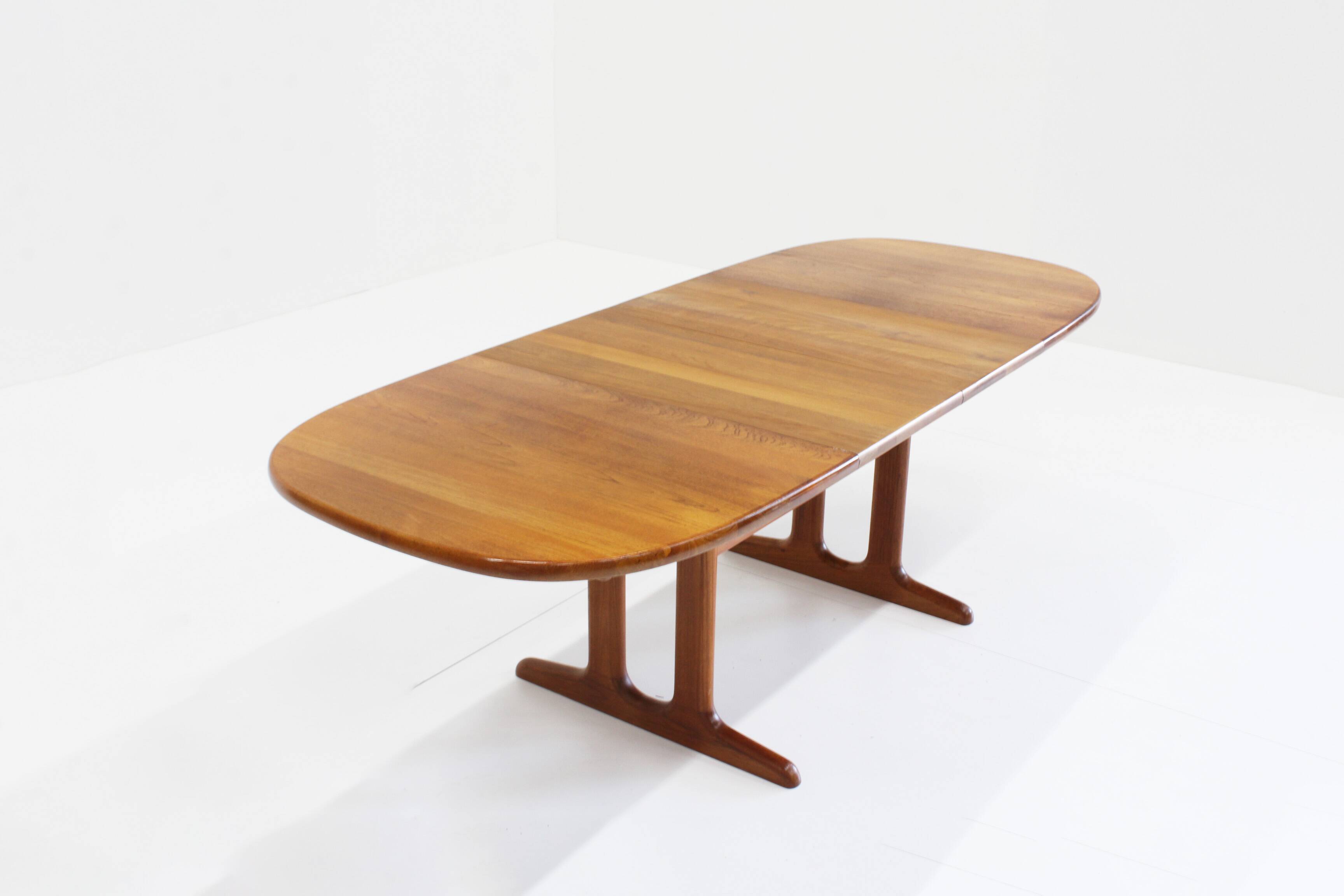 Vintage Glostrup Danish oval extendable dining table solid teak 1960s