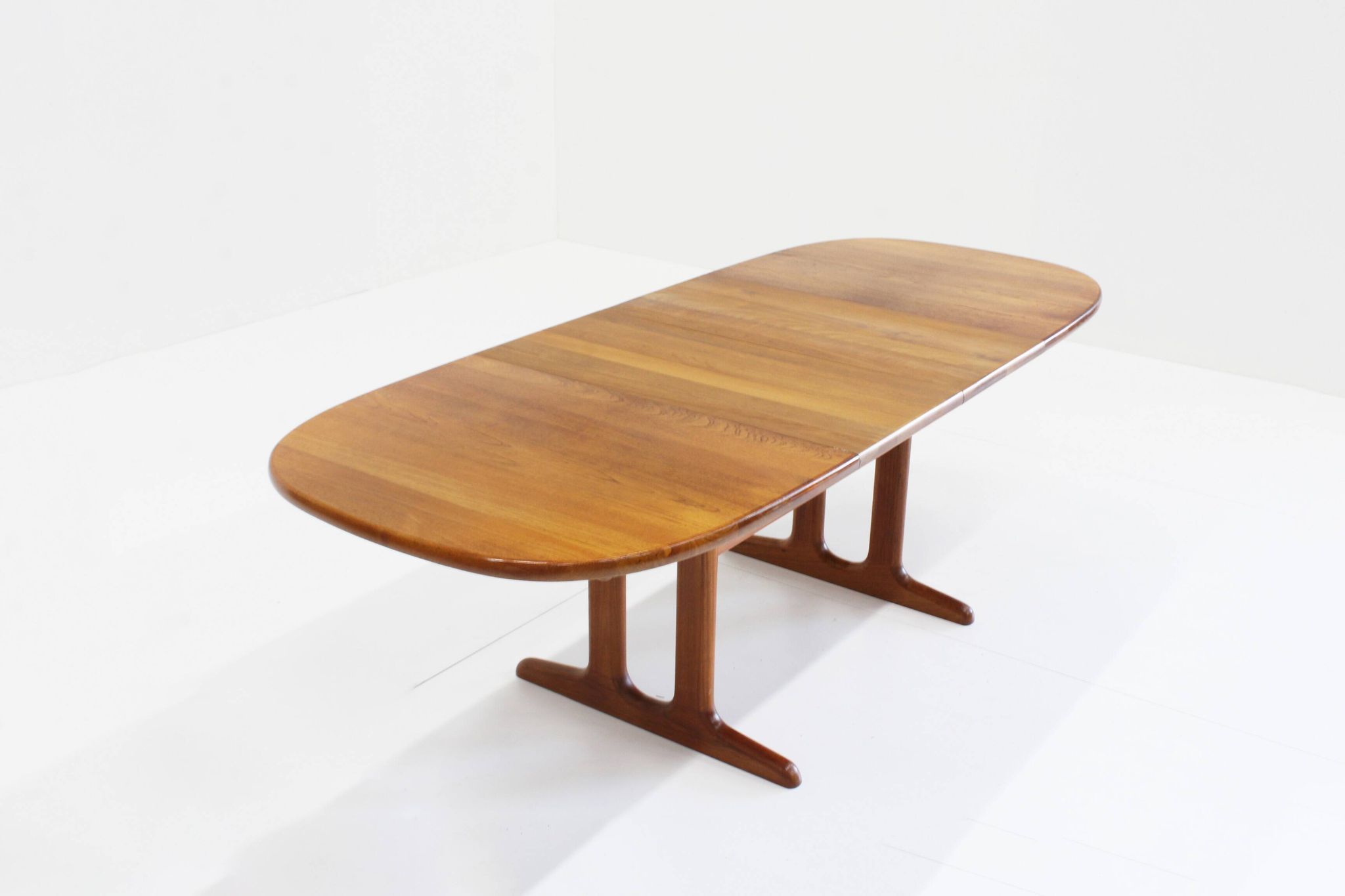 Vintage Glostrup Danish oval extendable dining table solid teak 1960s