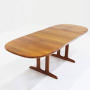 Vintage Glostrup Danish oval extendable dining table solid teak 1960s