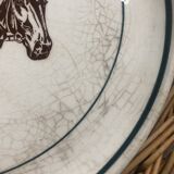 Vintage earthenware horses serving dish by Gien Nordez et Cie Cherbourg