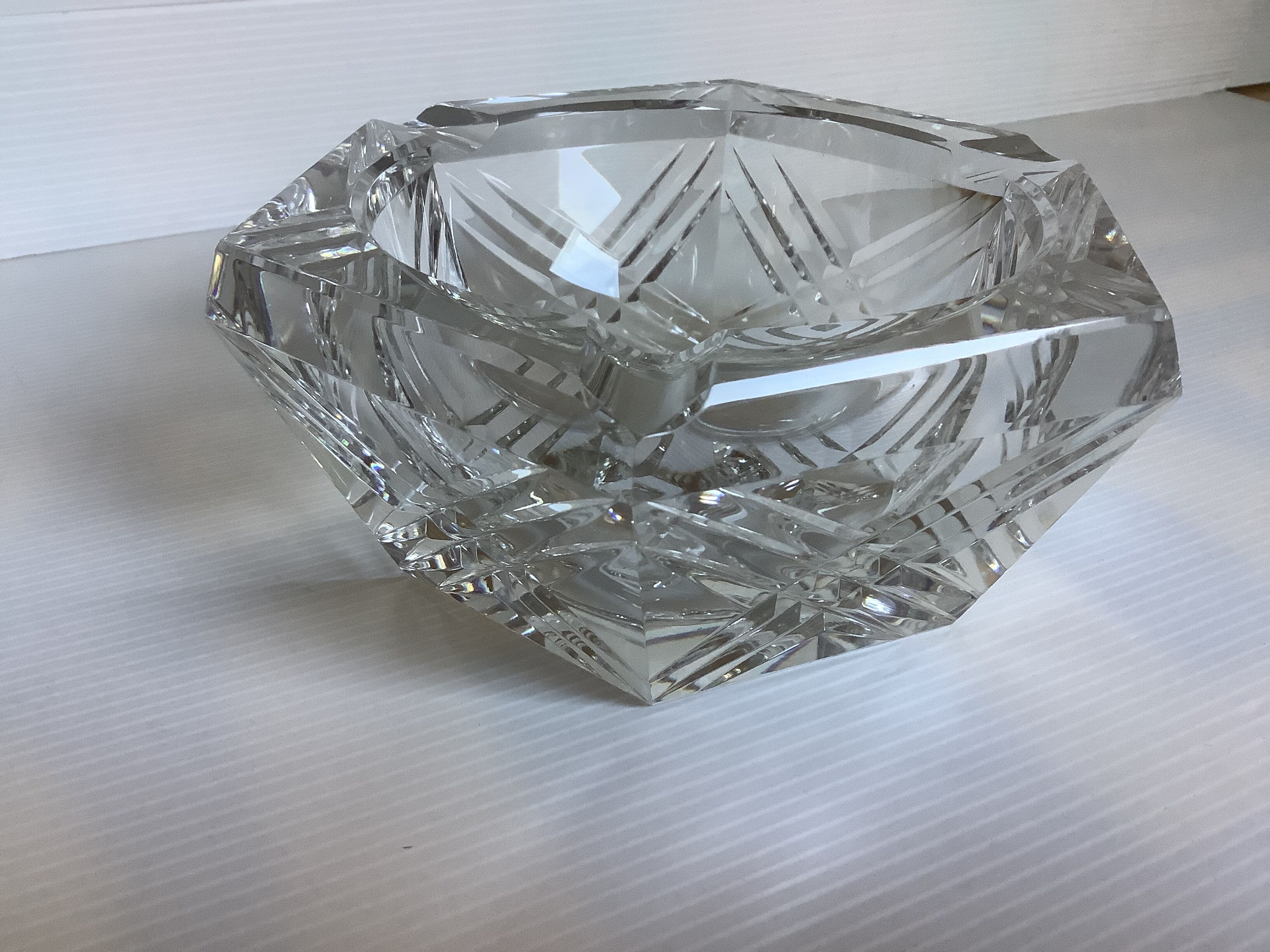 Octagonal crystal ashtray cut