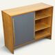 Vintage wooden sideboard with sliding doors – 1960s