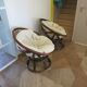 Vintage set of 2 swivel chairs in bamboo and rattan - Papasan shape