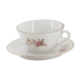 Ancienne tasse et sous tasse en porcelaine de Chauvigny