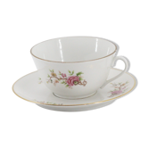 Ancienne tasse et sous tasse en porcelaine de Chauvigny
