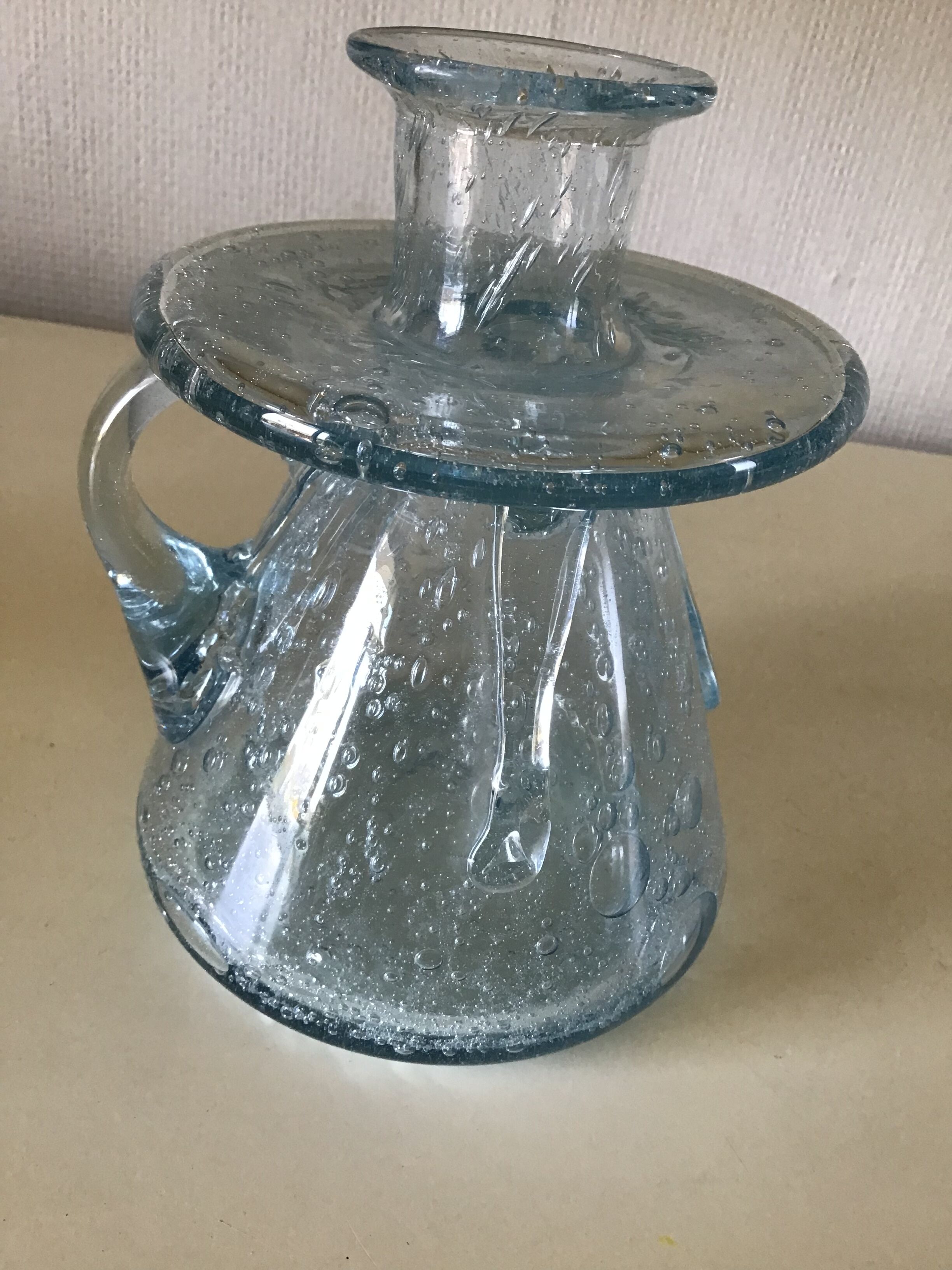 Biot bubble blow glass candle holder
