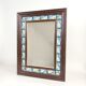 Mirror with wooden frame and painted ceramic tiles