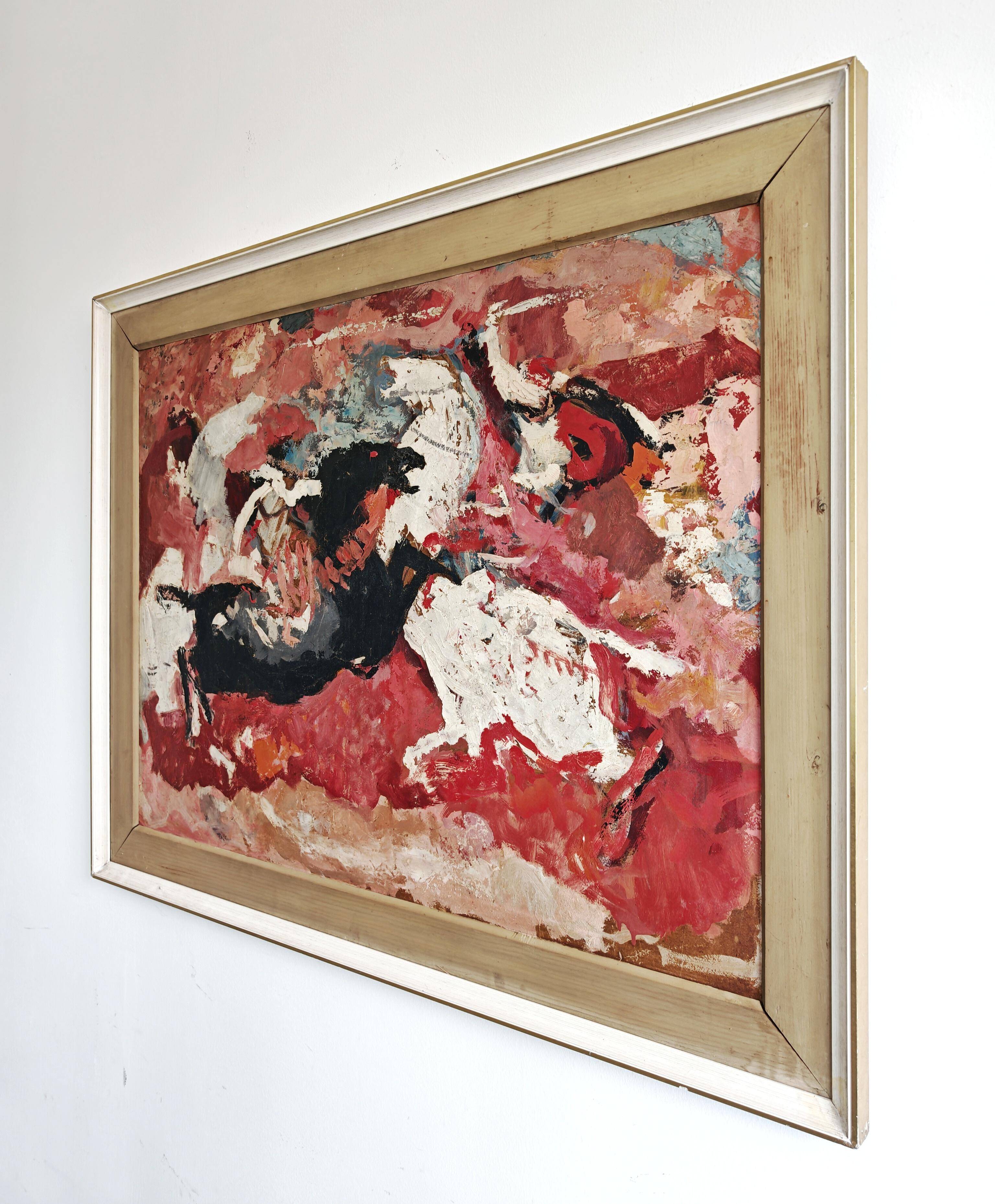 Modernist painting "Battle of Horsemen" by Dragutin Cigarčić