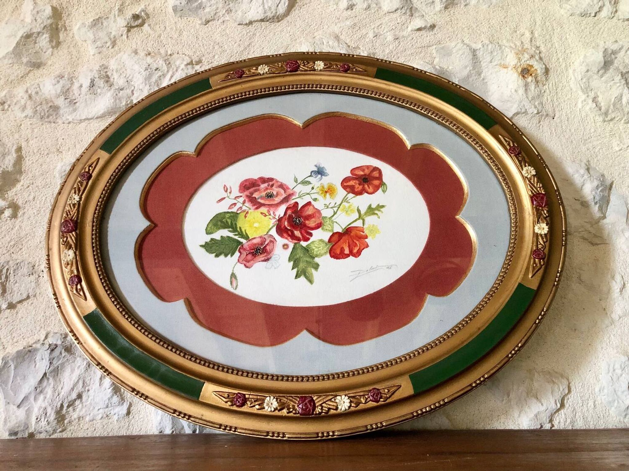 Watercolour old frame Art Nouveau