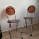 2 folding chairs Space Age plexiglass/steel round back/seat 1980s