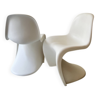 Lot de 2 chaises monobloc S de Verner Panton blanche édition vitra