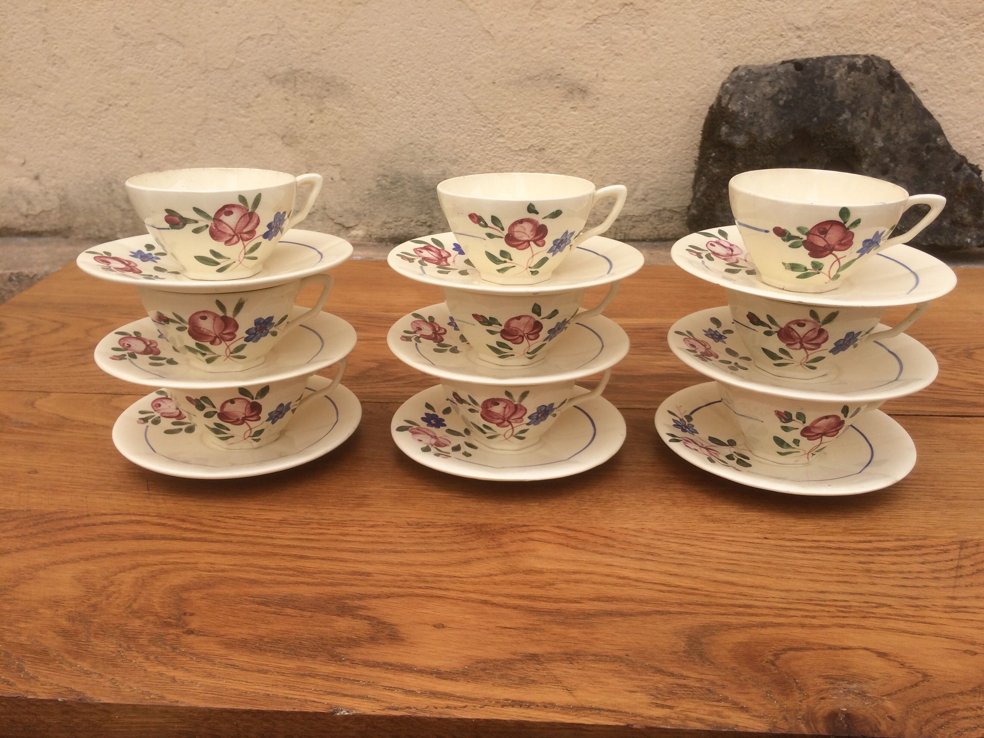 Digoin Sarreguemines coffee cups