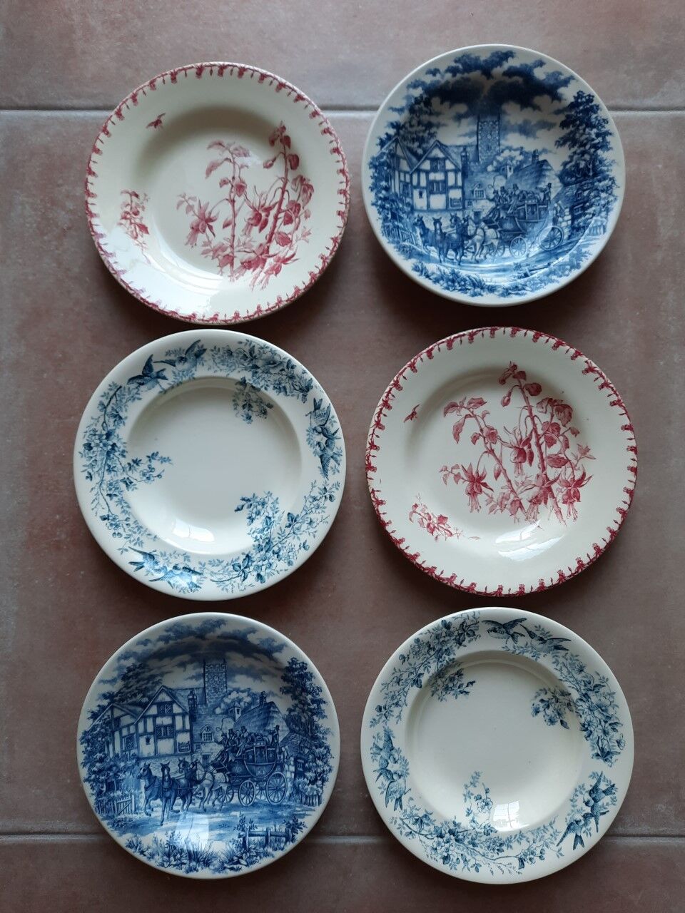 Set of 6 old plates