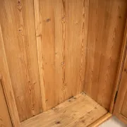 Antique German Pine Wardrobe with Hanging Rail and Shelf, Late 19th Century