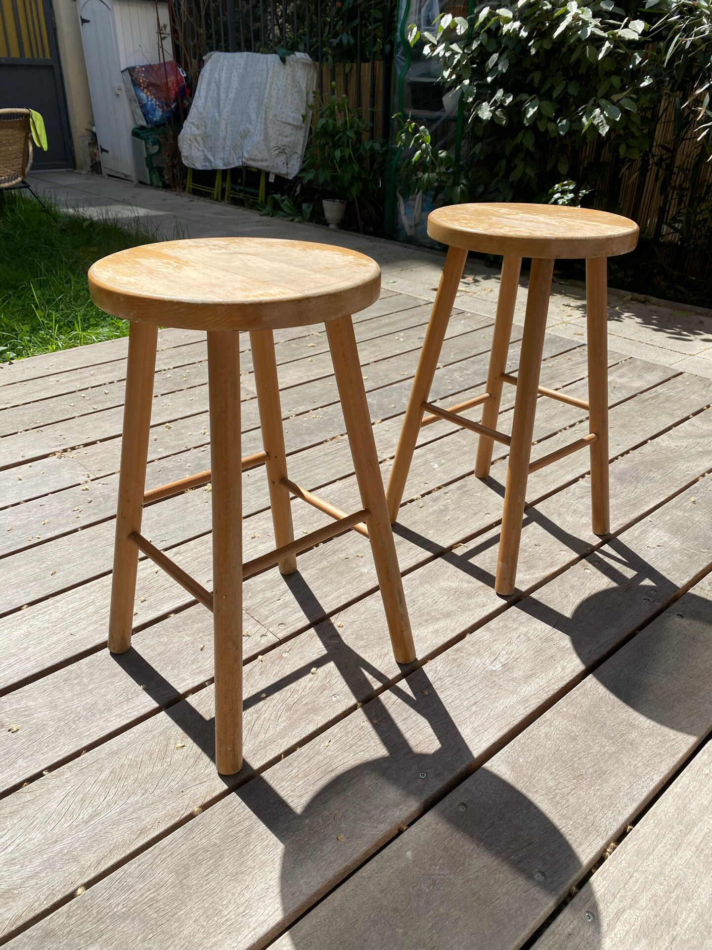 Paire de tabourets vintage en bois