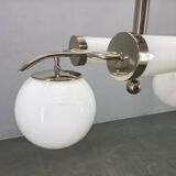 Exceptional Bauhaus Chrome Chandelier with Glass Shades, 1930s