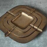 Trio of stackable brass ashtrays