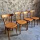 Ensemble vintage de 4 chaises bistrot françaises par Baumann & Luterma, bois de hêtre, années 1950