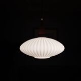 Seventies pleated glass pendant light, space, Danish design