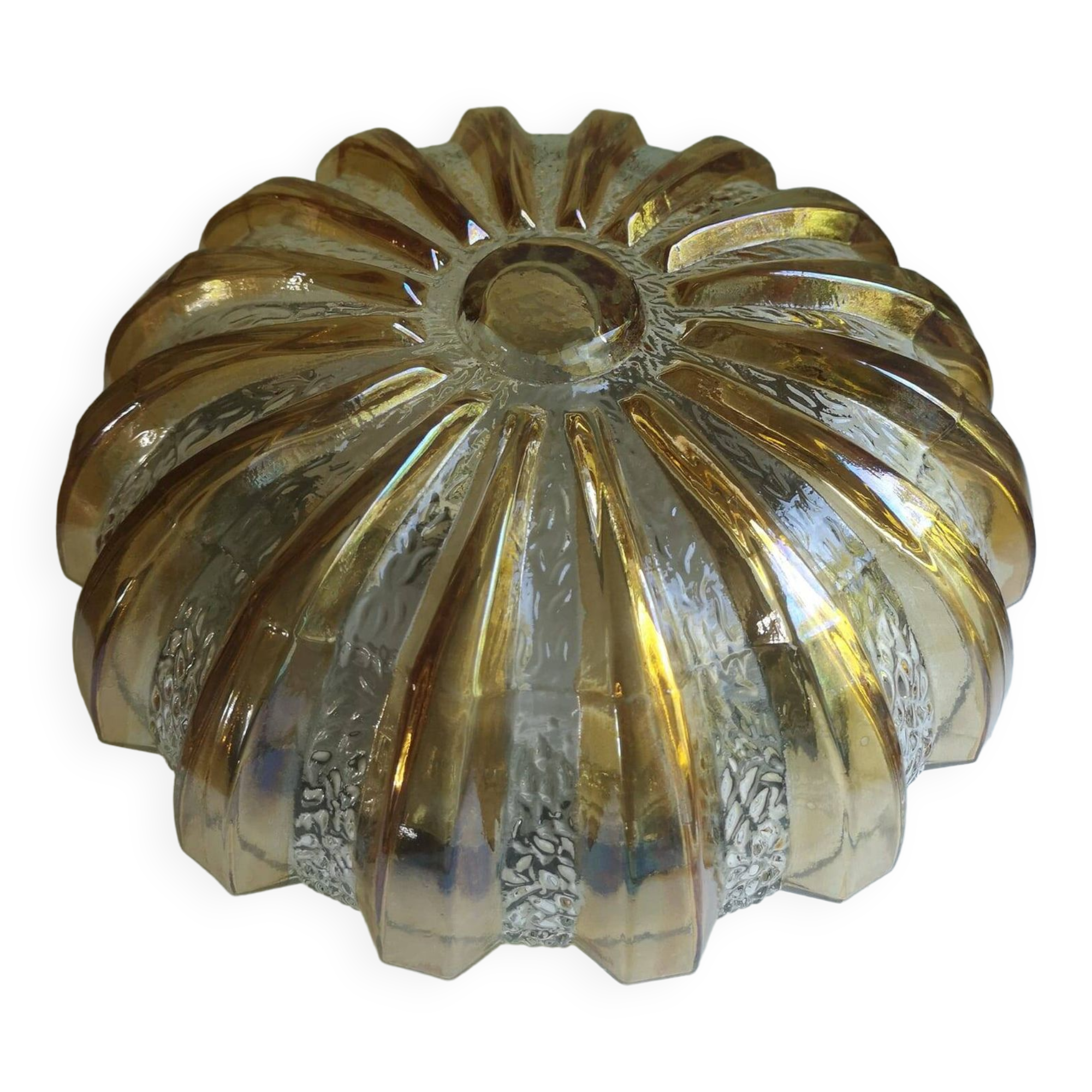Old vintage ceiling light 1970 two-tone smoked glass sun Ø 25 cm
