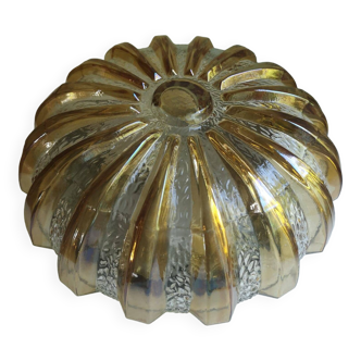 Ancien plafonnier vintage 1970 verre fumé soleil bicolore Ø 25 cm