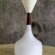Scandinavian pendant light in opaline and teak - vintage 1960