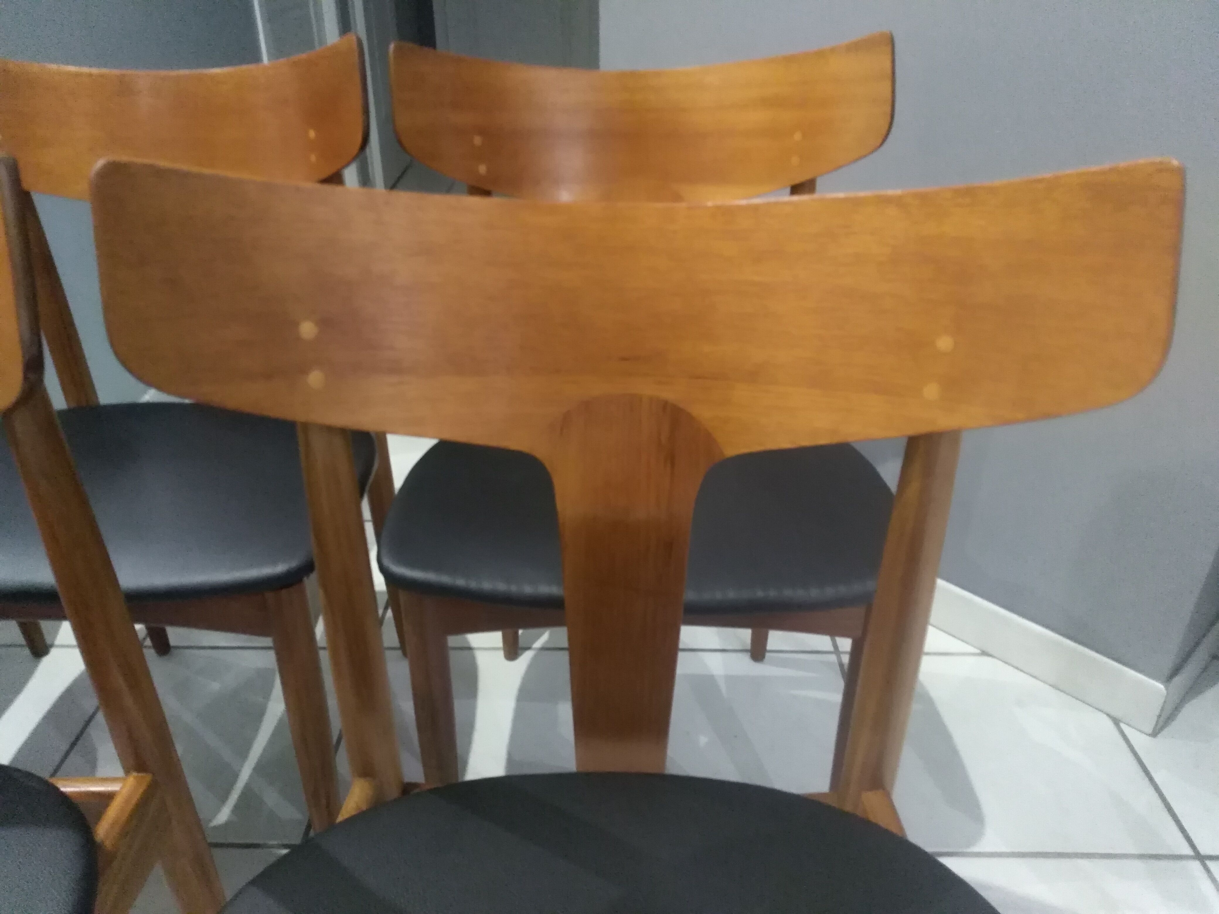 Suite of 6 scandinavian chairs teck Samcom Denmark 1960