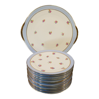 Service a tarte en porcelaine de limoges annees 50